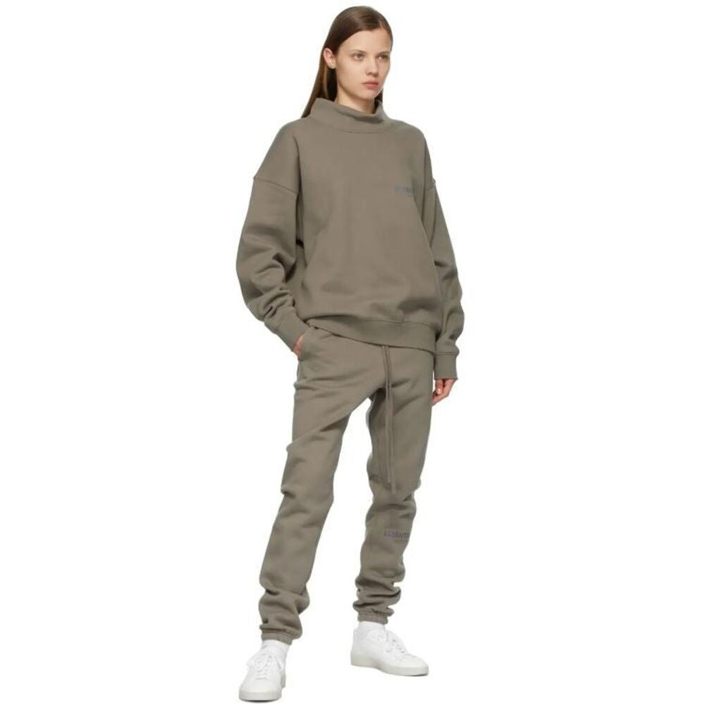 Essentials Mock Neck Pullover Sweatshirt Taupe - … - image 4